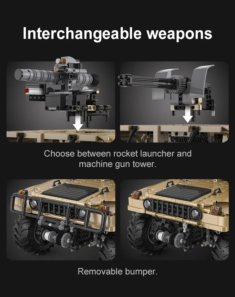 Véhicule Militaire Télécommandé CaDA – Modèle HUMVEE H1 (3935 pièces)