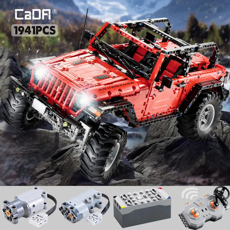 Voiture 4x4 Télécommandée à Construire – CaDA Adventurer (1941 pièces, LED, 3 moteurs)