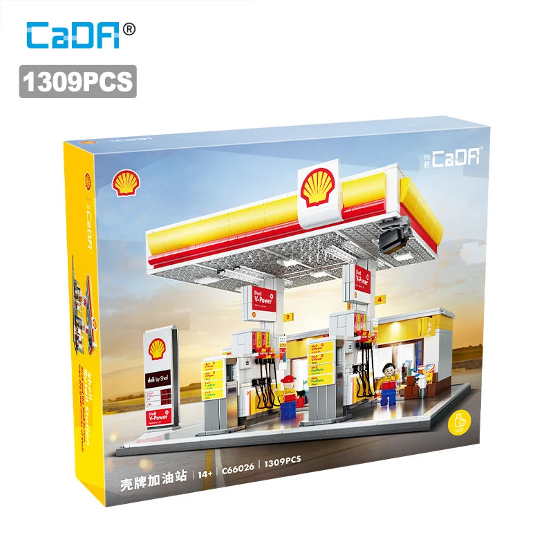 Station-Service Shell à Construire – CaDA C66026W (1309 pièces)