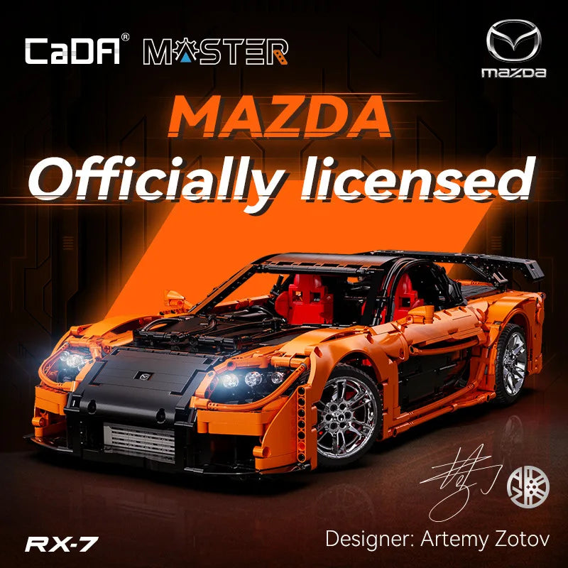 Mazda RX-7 CaDA – Supercar Télécommandée à Construire (3305 pièces, Échelle 1:8, Modèle Officiel)