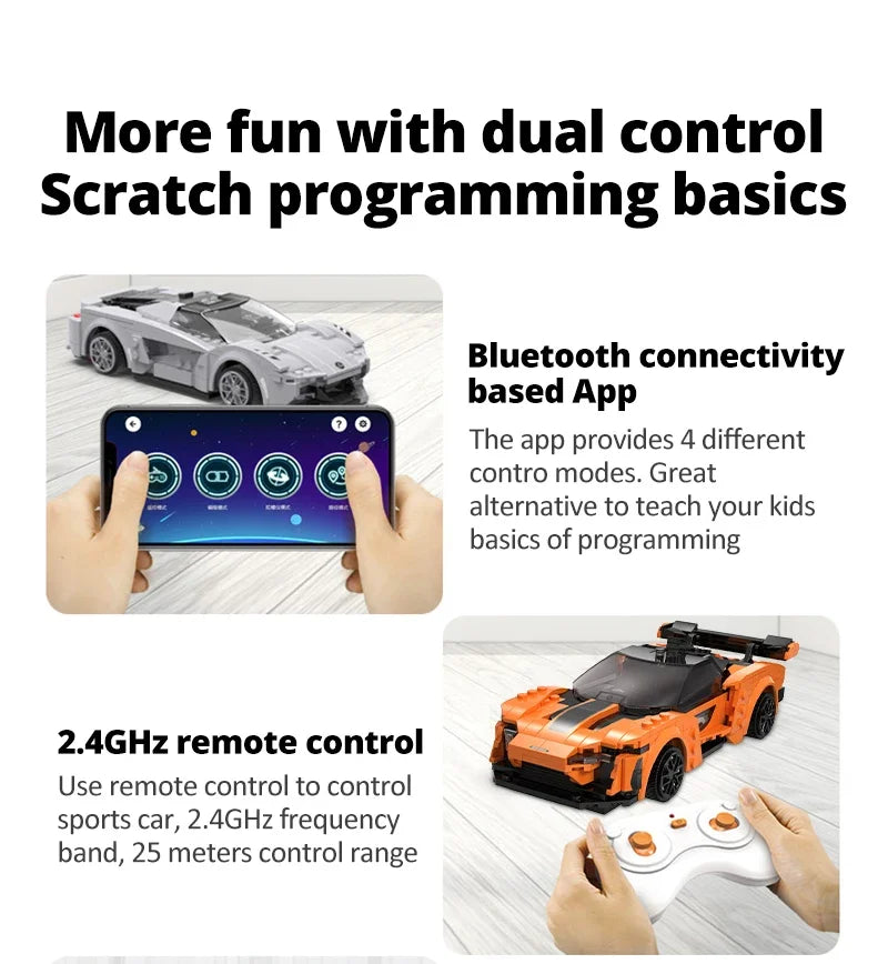 Cada APP Programming Remote Control Sports Car Building Blocks City RC Vehicle Racing Car Bricks Gifts Toys for Boys Children