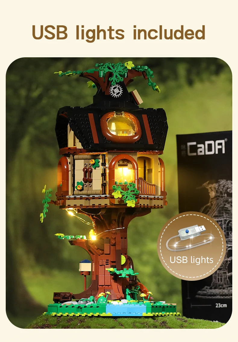 Maison dans l'Arbre à Construire CaDA – 1808 Pièces avec Lumières USB
