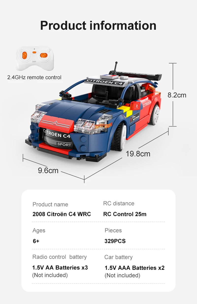 Voiture de Rallye Télécommandée CaDA – Citroën C4 WRC (329 pièces)