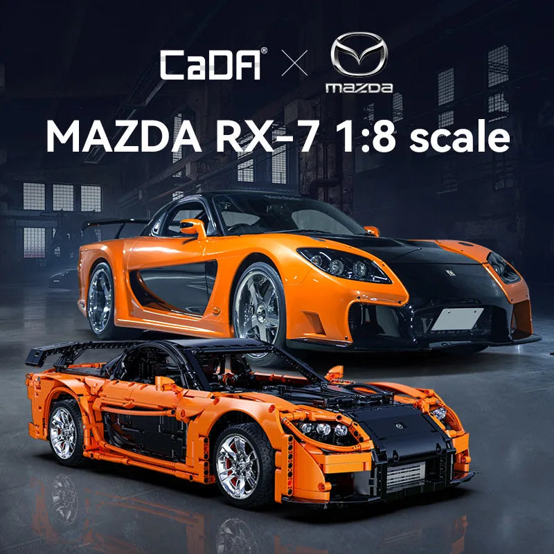 Mazda RX-7 CaDA – Supercar Télécommandée à Construire (3305 pièces, Échelle 1:8, Modèle Officiel)