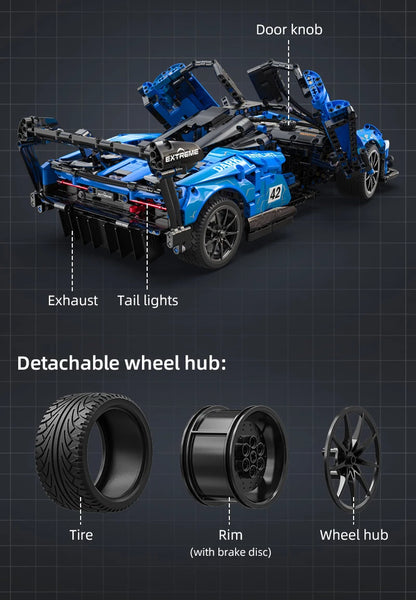Voiture de Course Télécommandée CaDA – Modèle Extreme Blue (2088 pièces)