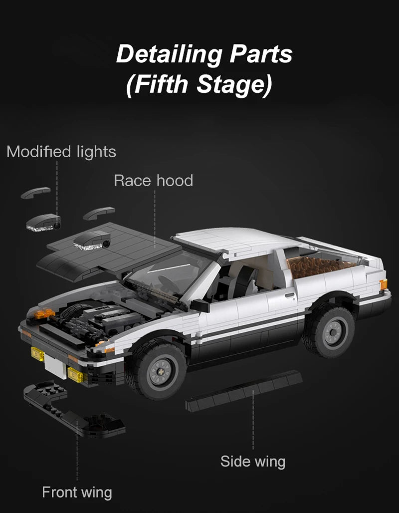 Voiture à Construire CaDA – Toyota AE86 Initial D (1324 pièces, motorisable)