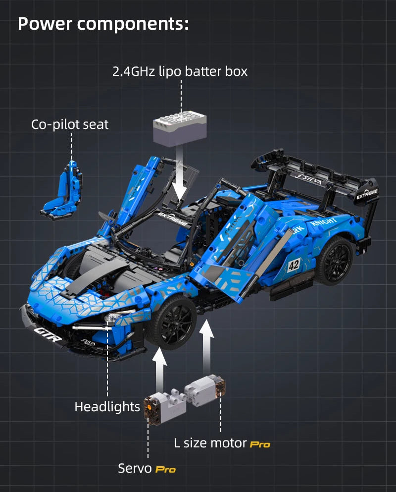 Voiture de Course Télécommandée CaDA – Modèle Extreme Blue (2088 pièces)