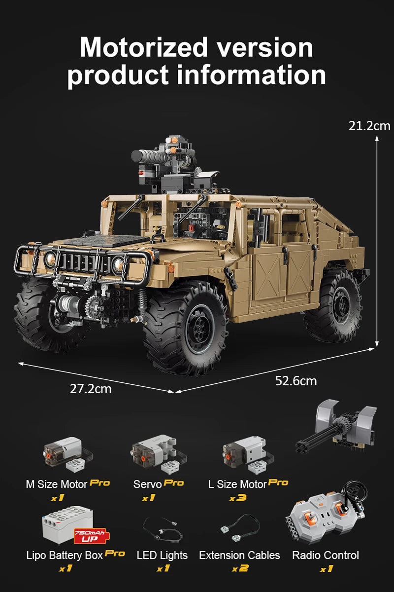 Véhicule Militaire Télécommandé CaDA – Modèle HUMVEE H1 (3935 pièces)