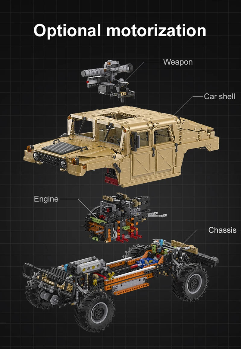 Véhicule Militaire Télécommandé CaDA – Modèle HUMVEE H1 (3935 pièces)