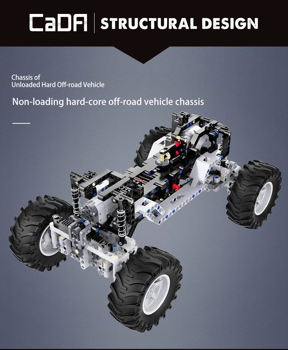 Voiture 4x4 Télécommandée à Construire – CaDA Adventurer (1941 pièces, LED, 3 moteurs)