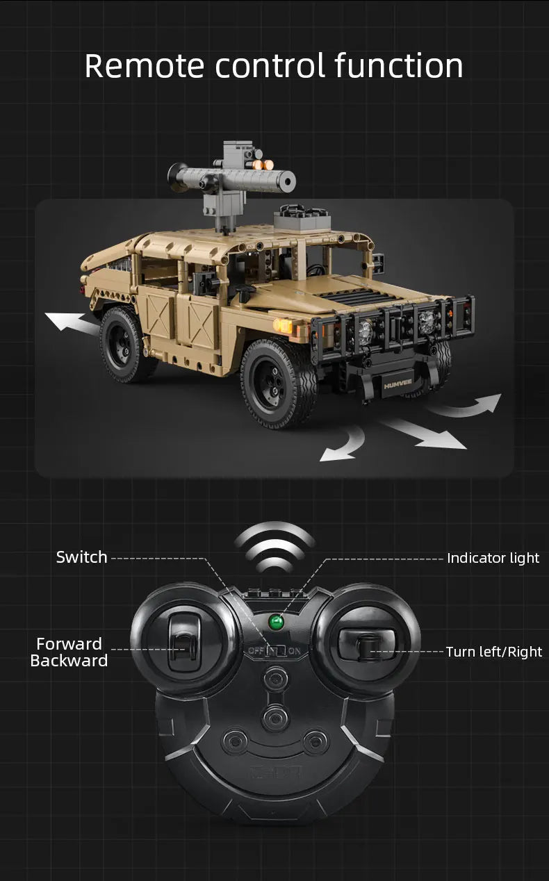 Véhicule Militaire Télécommandé CaDA – Modèle HUMVEE H1 (3935 pièces)