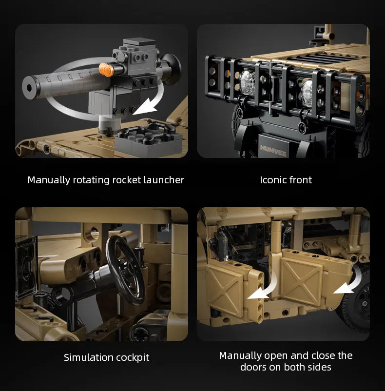 Véhicule Militaire Télécommandé CaDA – Modèle HUMVEE H1 (3935 pièces)