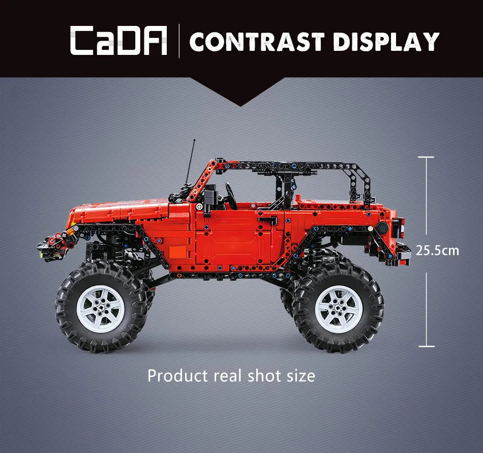 Voiture 4x4 Télécommandée à Construire – CaDA Adventurer (1941 pièces, LED, 3 moteurs)