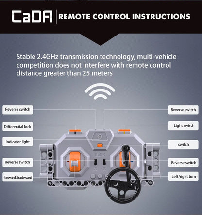 Voiture 4x4 Télécommandée à Construire – CaDA Adventurer (1941 pièces, LED, 3 moteurs)