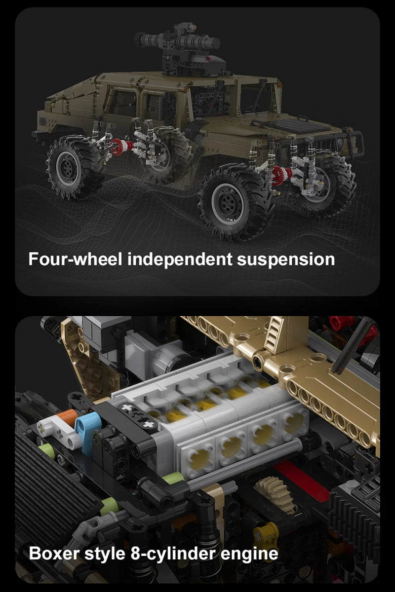 Véhicule Militaire Télécommandé CaDA – Modèle HUMVEE H1 (3935 pièces)