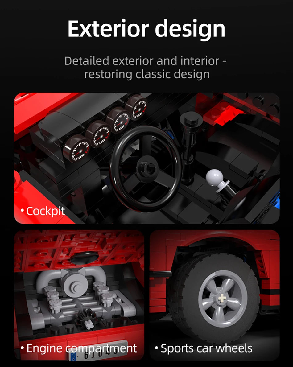 Voiture de Sport Classique CaDA – Kit Télécommandé à Construire (1429 pièces, Échelle 1:12.5)