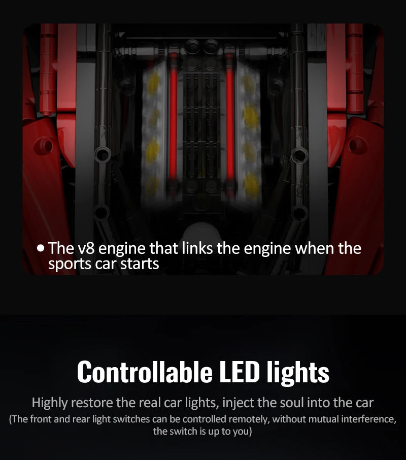 Voiture de Sport Télécommandée CaDA – Supercar Rouge (3187 pièces)