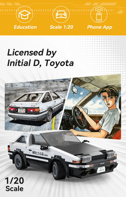 AE86 Trueno Initial D – Voiture Télécommandée à Construire (325 pièces, Échelle 1:20)