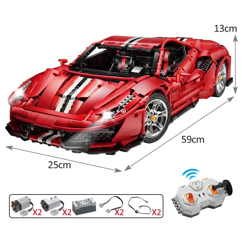 Voiture de Sport Télécommandée CaDA – Supercar Rouge (3187 pièces)