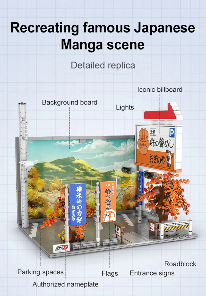 Diorama Japonais Initial D – Usui Parking + Tofu Shop (3 modèles disponibles)