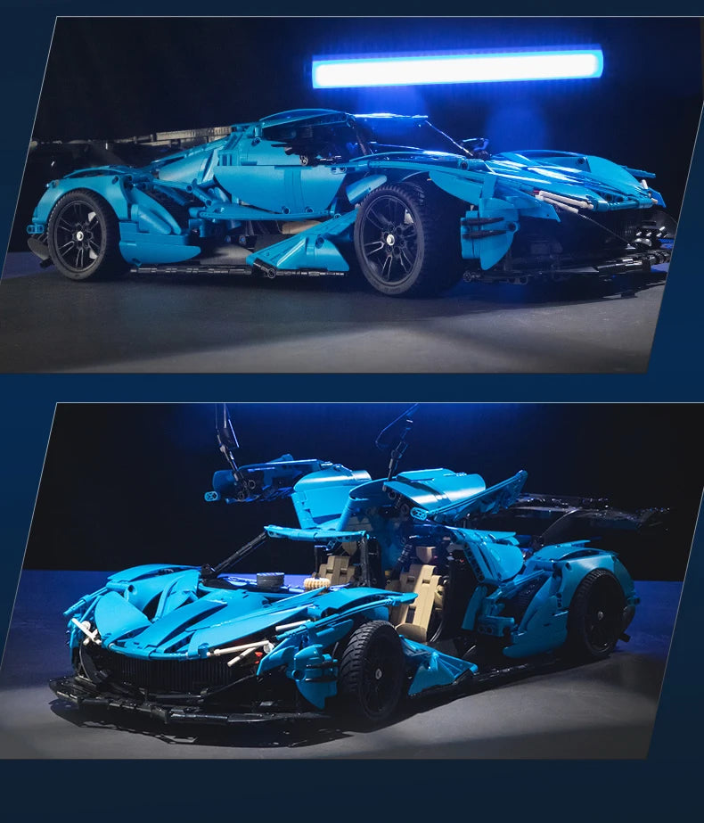 Hypercar V12 Bleue – Modèle Technique CaDA (3865 pièces, échelle 1:8)