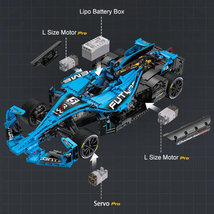 Voiture de Course CaDA Formule E – Modèle RC à Construire (1667 pièces, Échelle 1:8)