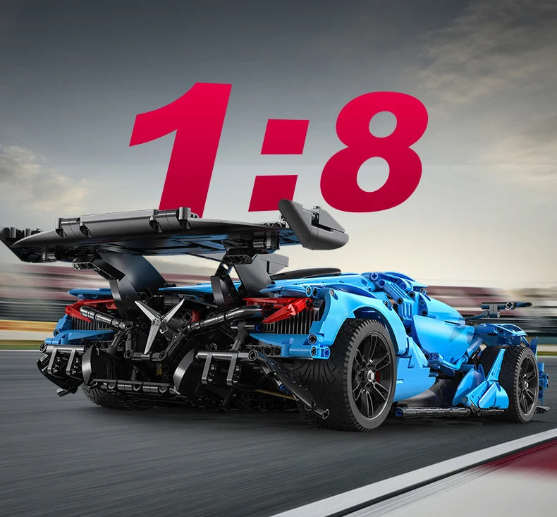 Hypercar V12 Bleue – Modèle Technique CaDA (3865 pièces, échelle 1:8)