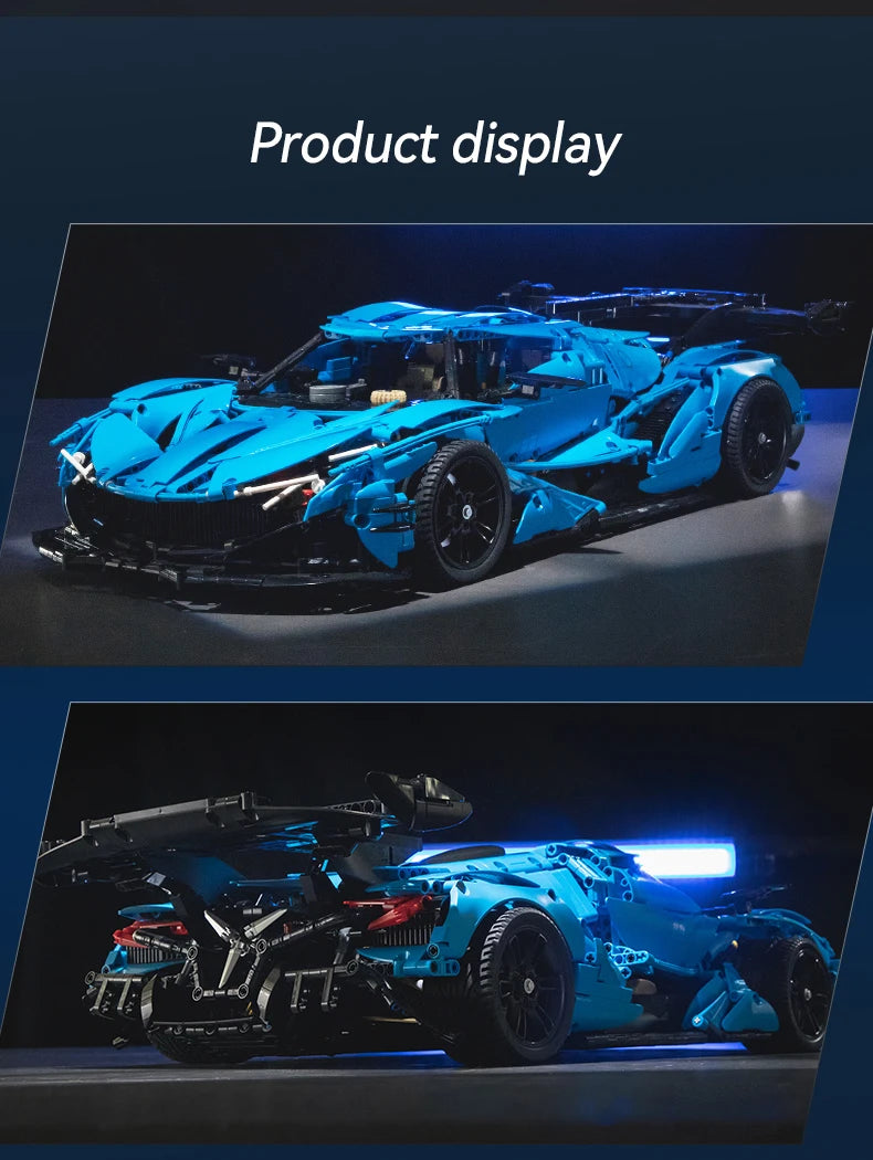 Hypercar V12 Bleue – Modèle Technique CaDA (3865 pièces, échelle 1:8)