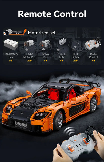 Mazda RX-7 CaDA – Supercar Télécommandée à Construire (3305 pièces, Échelle 1:8, Modèle Officiel)