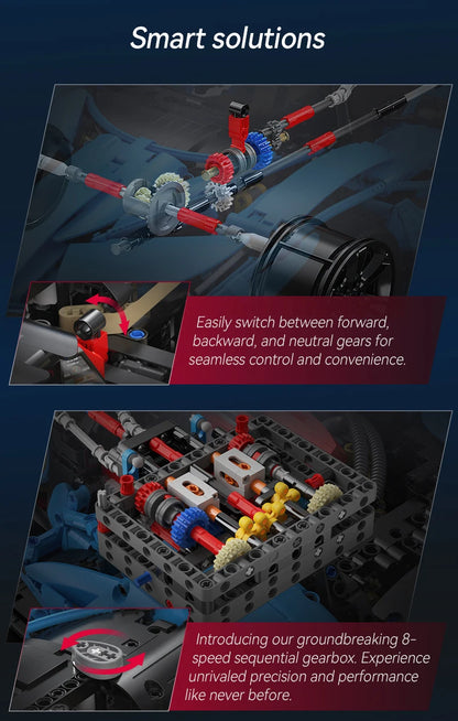 Hypercar V12 Bleue – Modèle Technique CaDA (3865 pièces, échelle 1:8)
