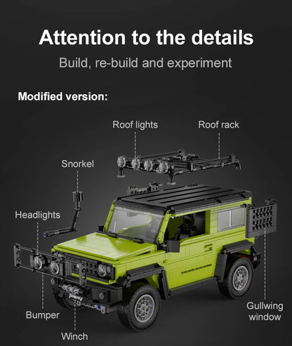 Suzuki Jimny CaDA – 4x4 Off-Road Télécommandé à Construire (1803 pièces + Accessoires)