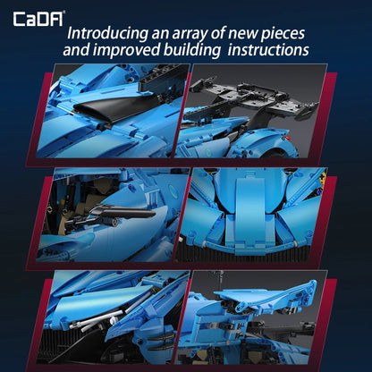 Hypercar V12 Bleue – Modèle Technique CaDA (3865 pièces, échelle 1:8)