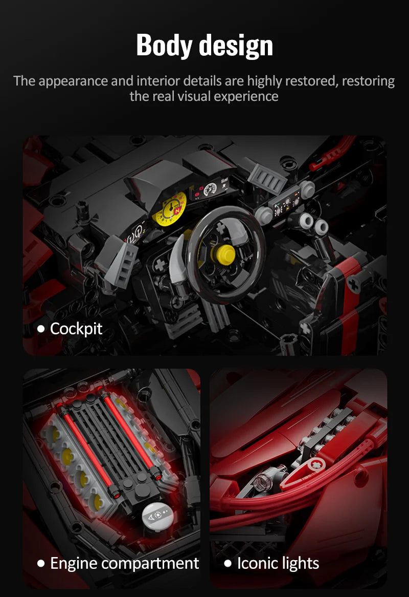 Voiture de Sport Télécommandée CaDA – Supercar Rouge (3187 pièces)