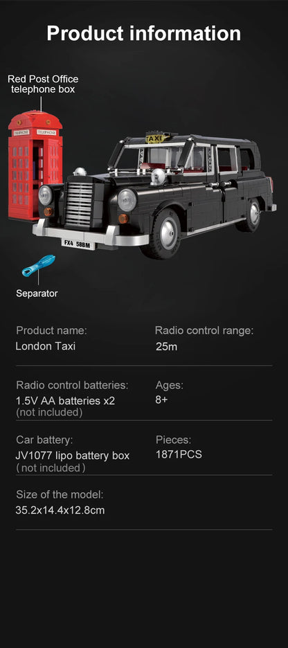 Voiture Télécommandée à Construire CaDA – London Taxi Noir (1871 pièces)