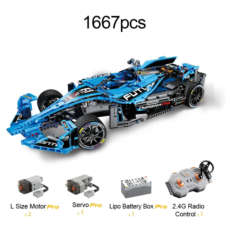 Voiture de Course CaDA Formule E – Modèle RC à Construire (1667 pièces, Échelle 1:8)