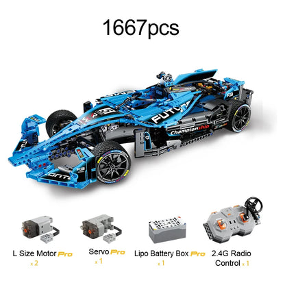 Voiture de Course CaDA Formule E – Modèle RC à Construire (1667 pièces, Échelle 1:8)
