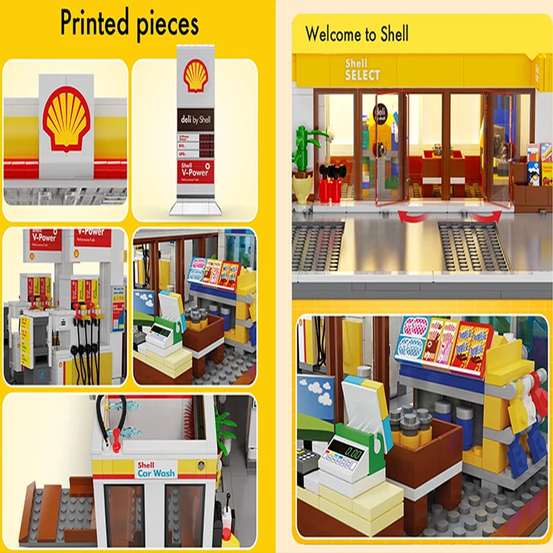 Station-Service Shell à Construire – CaDA C66026W (1309 pièces)