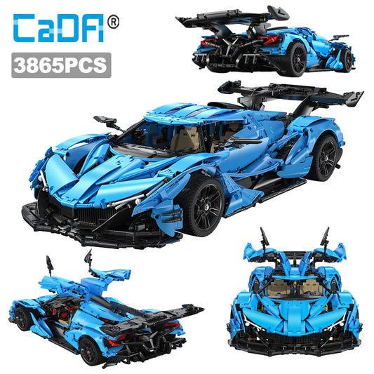 Hypercar V12 Bleue – Modèle Technique CaDA (3865 pièces, échelle 1:8)