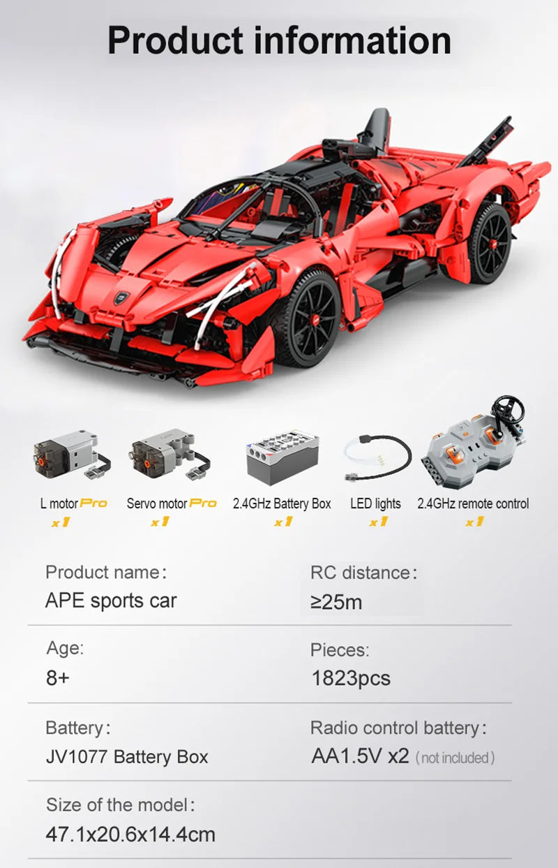 Voiture de Sport RC APE – CaDA C63005 (1823 pièces)