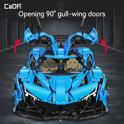 Hypercar V12 Bleue – Modèle Technique CaDA (3865 pièces, échelle 1:8)