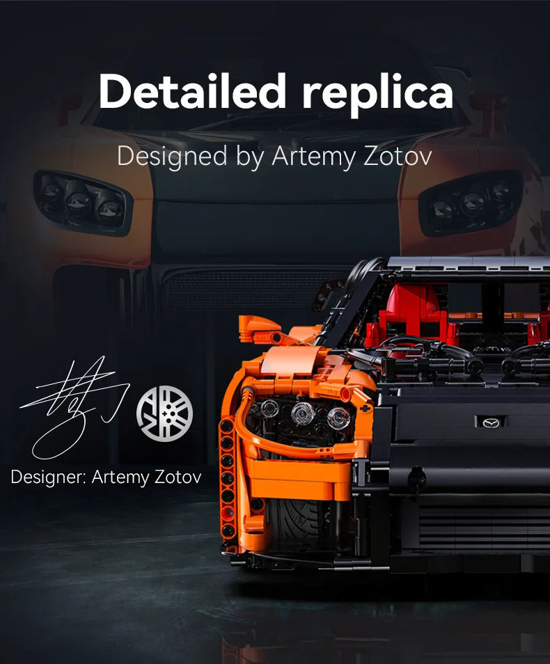 Mazda RX-7 CaDA – Supercar Télécommandée à Construire (3305 pièces, Échelle 1:8, Modèle Officiel)