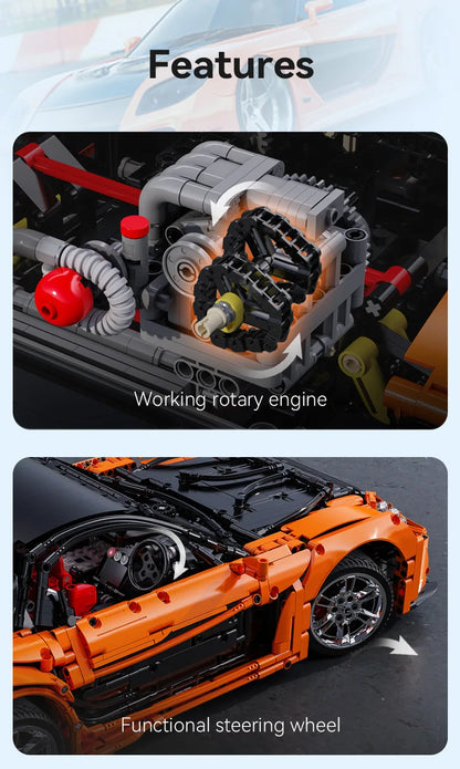 Mazda RX-7 CaDA – Supercar Télécommandée à Construire (3305 pièces, Échelle 1:8, Modèle Officiel)