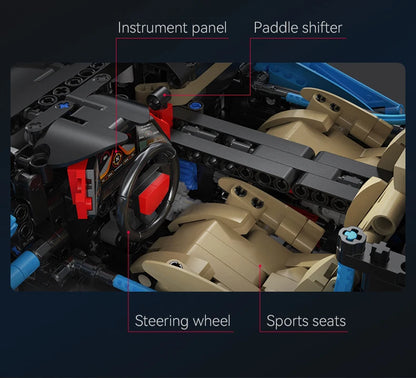 Hypercar V12 Bleue – Modèle Technique CaDA (3865 pièces, échelle 1:8)