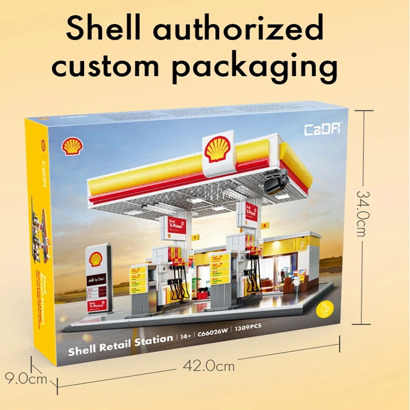 Station-Service Shell à Construire – CaDA C66026W (1309 pièces)