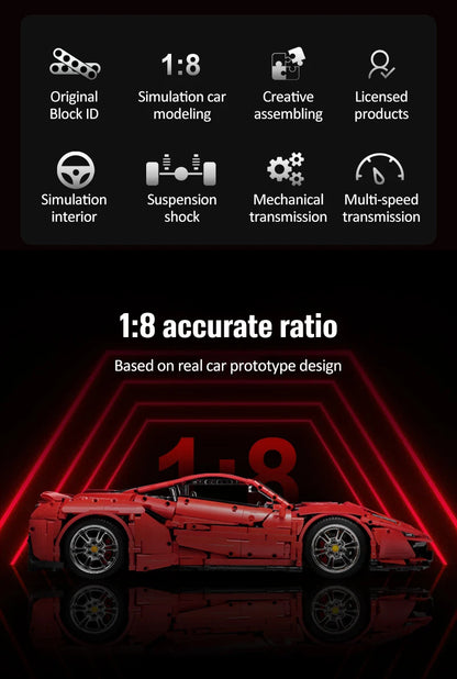 Voiture de Sport Télécommandée CaDA – Supercar Rouge (3187 pièces)