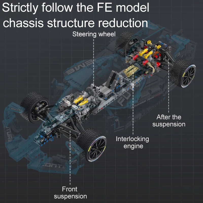 Voiture de Course CaDA Formule E – Modèle RC à Construire (1667 pièces, Échelle 1:8)