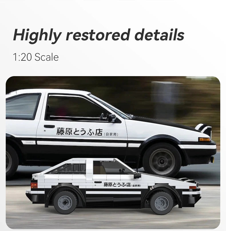 AE86 Trueno Initial D – Voiture Télécommandée à Construire (325 pièces, Échelle 1:20)