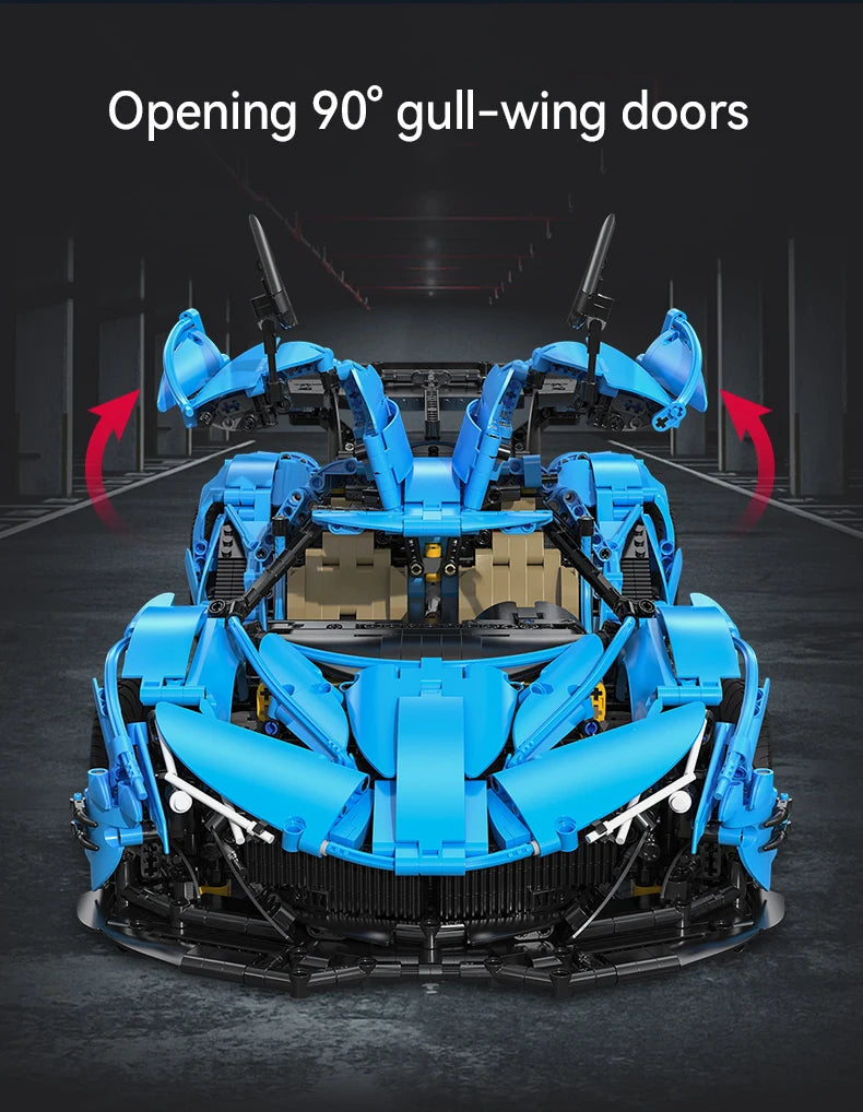 Hypercar V12 Bleue – Modèle Technique CaDA (3865 pièces, échelle 1:8)