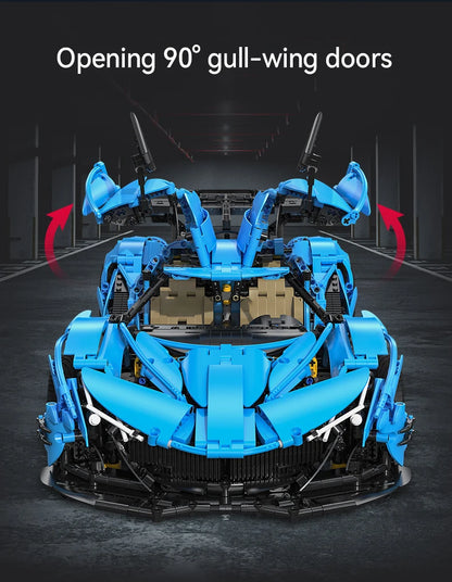 Hypercar V12 Bleue – Modèle Technique CaDA (3865 pièces, échelle 1:8)