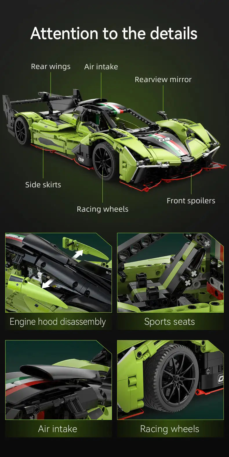 Supercar de Course à Construire CaDA – Modèle V-Race (1817 pièces)